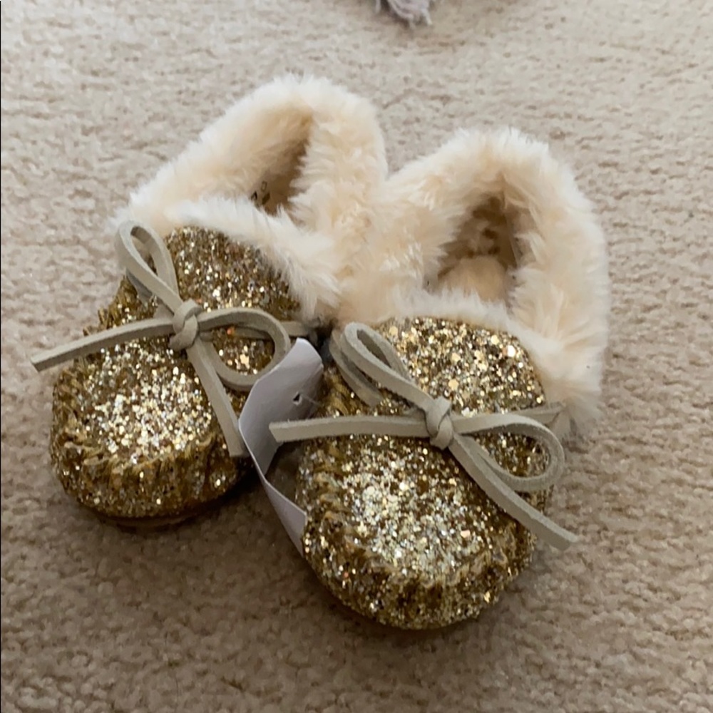 Jcrew Girls Glitter covered moccasin slippers